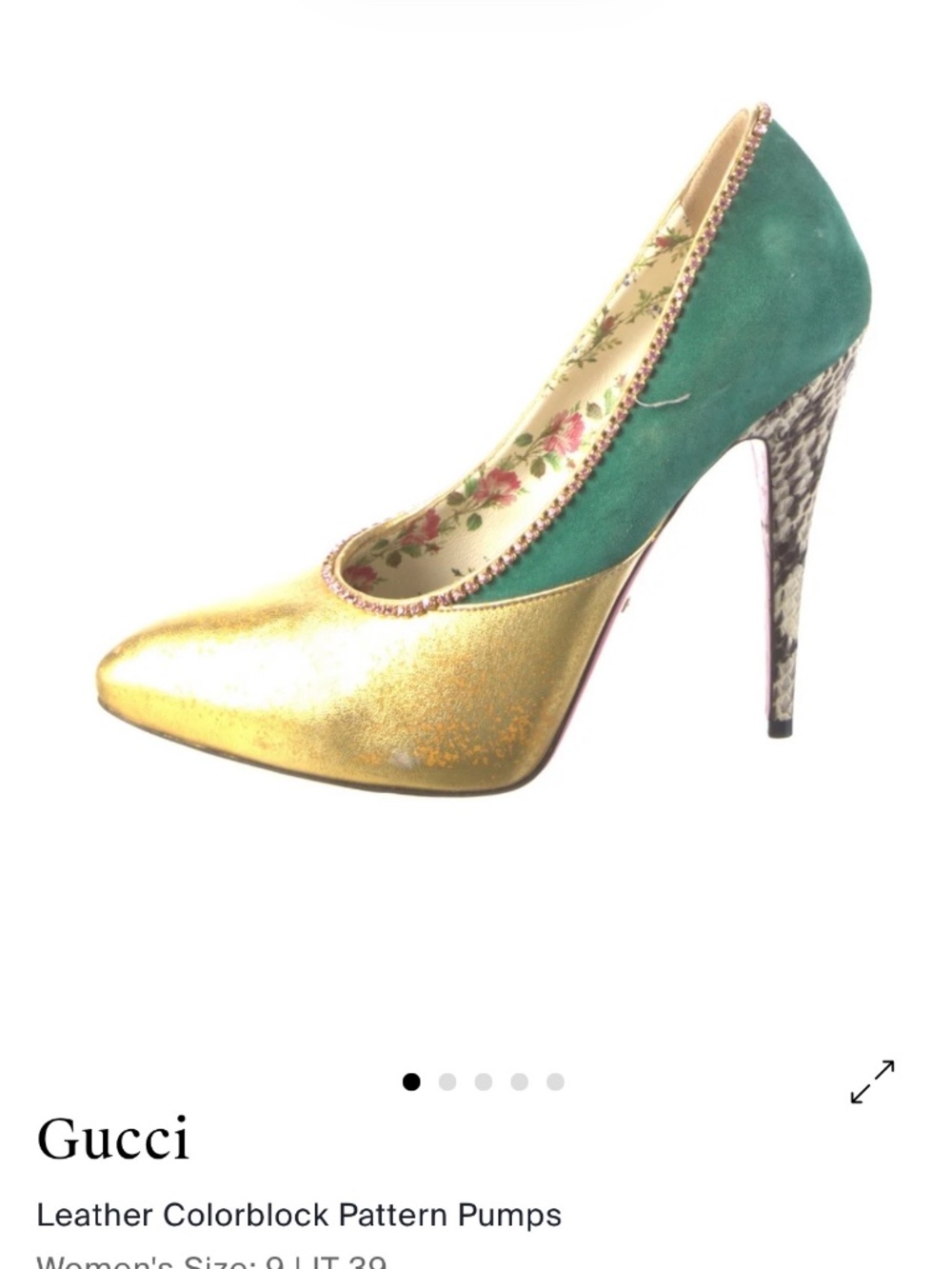 Authentic Gucci Leather & Suede Color block Pattern Pumps - Picture 13 of 15